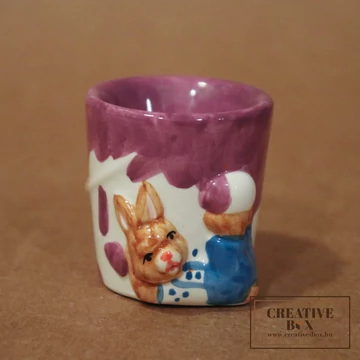 Lila kerámia nyuszis tojástartó - 5,5 cm